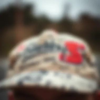 Close-up of the sketchy tank hat showcasing its unique design elements