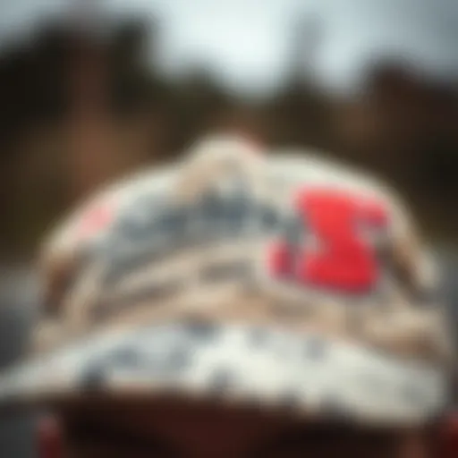 Close-up of the sketchy tank hat showcasing its unique design elements