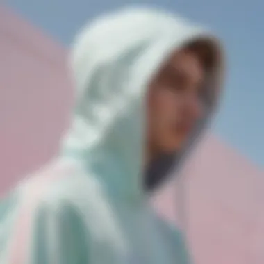 Close-up of the intricate design details of the Adidas pastel hoodie