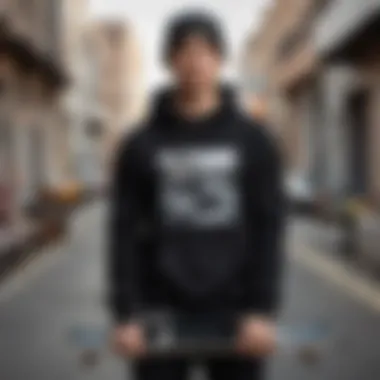 The Perfect Match: Casual and Functional Black crewneck sweatshirt paired with skate gear
