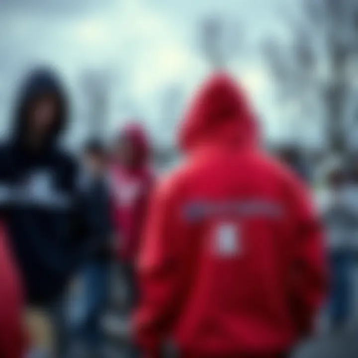 A skateboard park scene showcasing participants in Champion hoodies at an event