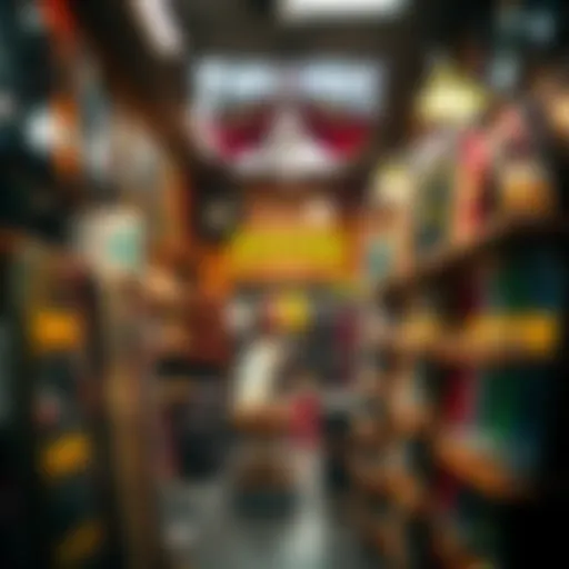 Interior view of Thrashers Skate Shop showcasing skateboards and gear