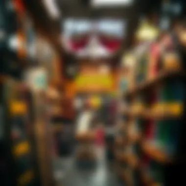 Inside Thrashers Skate Shop Interior view of Thrashers Skate Shop showcasing skateboards and gear