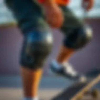 Elbow Pads Enhancing Skateboarding Safety Elbow pads from Triple 8 in action during a skate session