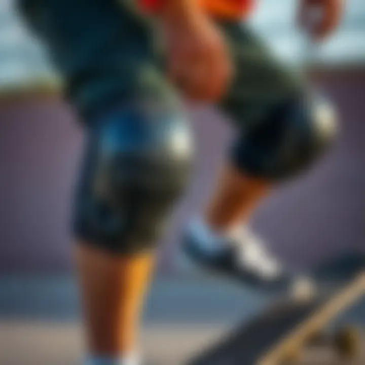 Elbow Pads Enhancing Skateboarding Safety Elbow pads from Triple 8 in action during a skate session