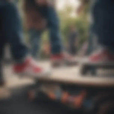 A group of skateboarders discussing Adi Ease shoe experiences