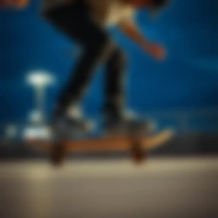 Skater in Action Skater performing tricks on a skateboard with quality grip tape