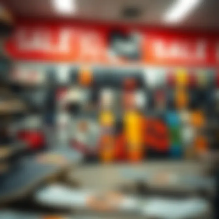 Seasonal Sales and Discounts in Skate Shops A seasonal sale event at a skate shop, highlighting discounts and affordability in skate gear.