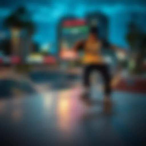 A skateboarder performing tricks at a vibrant urban skate park in Australia