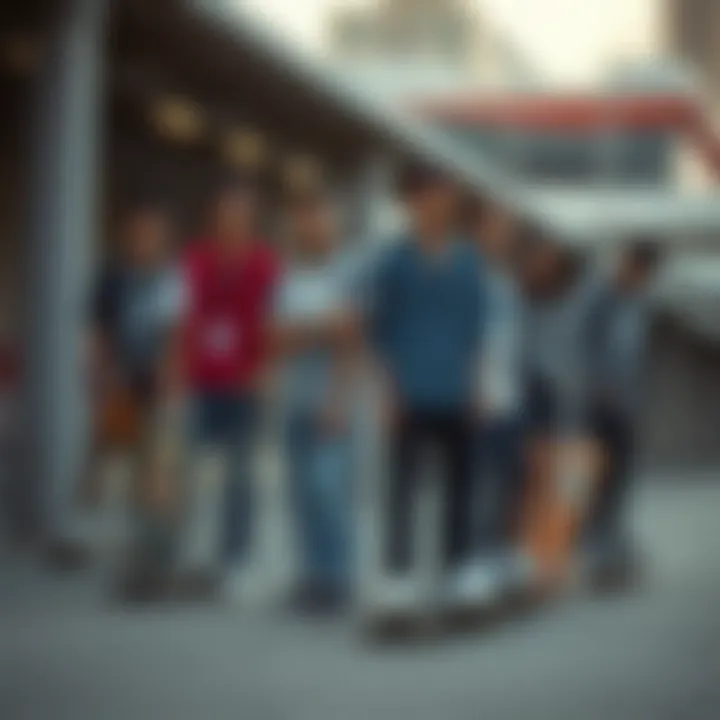 Stylish Urban Skateboarders Group of skateboarders in stylish urban attire