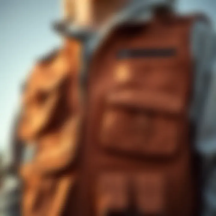 Design Features of Utility Vests Close-up of a utility vest showcasing functional pockets and unique design elements.