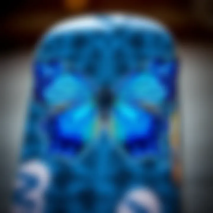 Vans Blue Butterfly Skateboard Deck Design The iconic Vans Blue Butterfly design showcased on a skateboard deck