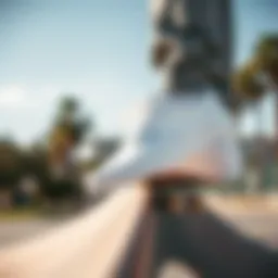 Vans Era White shoes on a skateboarding ramp