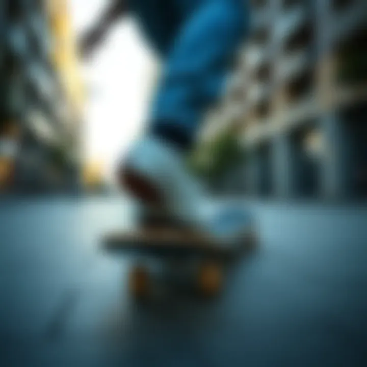 Skateboarder wearing Vans Era White in an urban setting