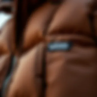 Detailed Look at the Materials of the Jacket Close-up of the materials and craftsmanship of the Vans Foundry Puffer Jacket.