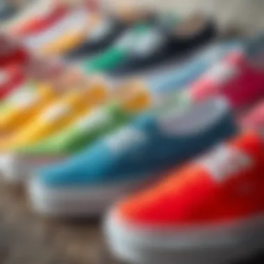 An array of color options available for Vans lightweight slip-ons
