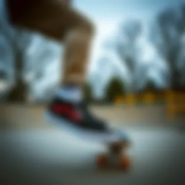 A stylish skateboarder wearing Vans lightweight slip-ons at a skate park