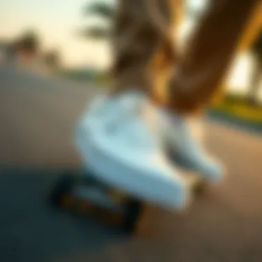 Vans Lowland CC White in Action Vans Lowland CC White in a skateboarding context