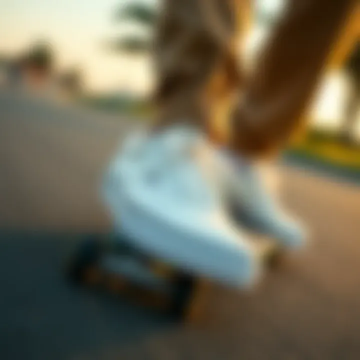 Vans Lowland CC White in Action Vans Lowland CC White in a skateboarding context