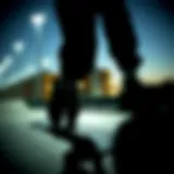 Classic Vans Old Skool silhouette on skateboard