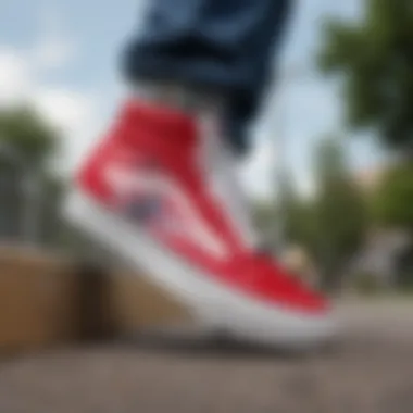 Skateboarder wearing Vans Old Skool Hi Tops in action