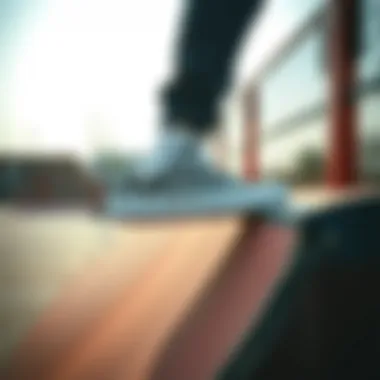 Vans Old Skool Sketch Checkerboard Skate Shoe displayed on a skate ramp