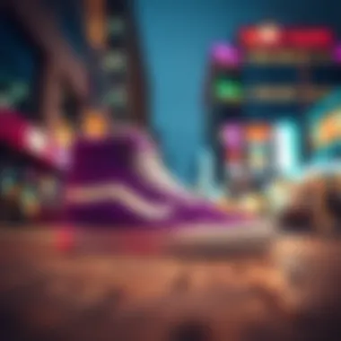 Vans Sk8-Hi in Urban Fashion Landscape Vans Sk8-Hi Grape Leaf displayed in a trendy urban setting