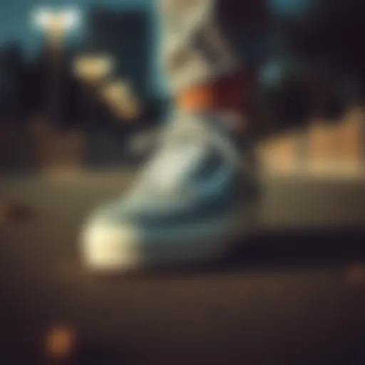 Artistic view of the Vans Sk8 Low in gray