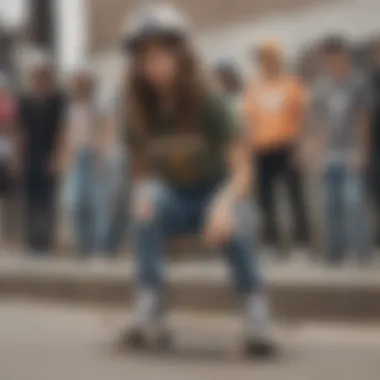 Diversity in Skate Culture with Vans Apparel Group of skaters representing diverse styles in Vans apparel