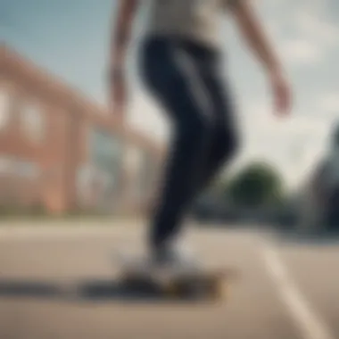 Unmatched Flexibility of Vans Skate Pants Dynamic skater showcasing the flexibility of Vans skate pants