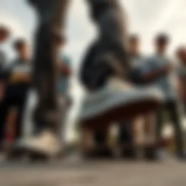 Cultural Influence of Vans Slip-On Cush in Skateboarding Group of skaters wearing Vans Slip-On Cush