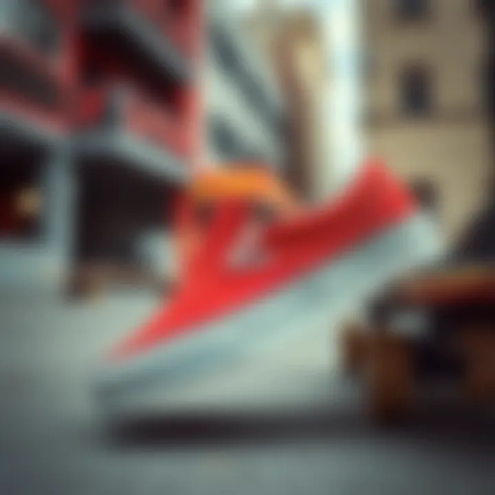 Urban Skate Setting with Vans Slip-On Popcush Vans Slip-On Popcush displayed in urban skate setting