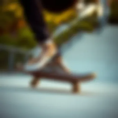 Skateboarder performing a trick while wearing Vans Suede Old Skool Mule