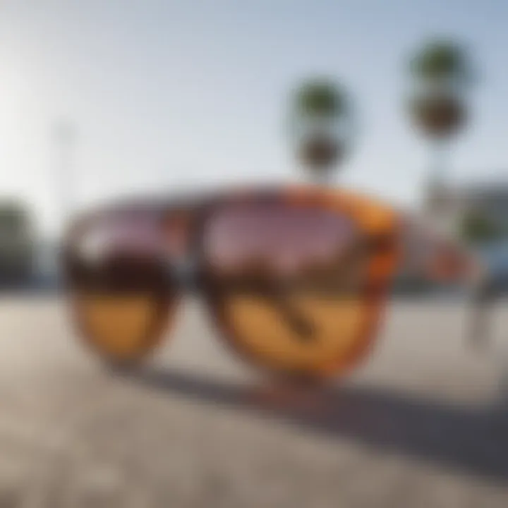 A close-up of Vans sunglasses showcasing innovative lens design