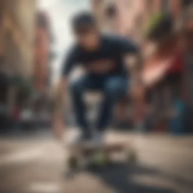 Skateboarder wearing Vans sunglasses in an urban setting