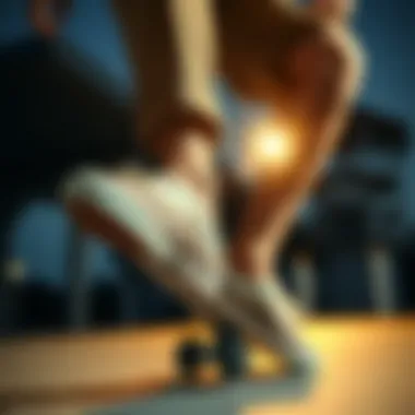 Performance in Action with Vans Trek Slip-On Skater performing a trick while wearing Vans Trek Slip-On shoes