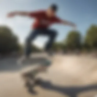 A young skateboarder practicing tricks at a skate park